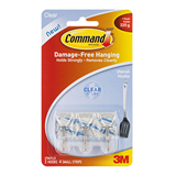 Command Adhesive Wire Hooks Clear Small Pack of 3 For Hanging Up To 225g Ideal  for  Kitchen and Home